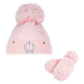 muts en handschoenen meisjes polyester roze 2-delig