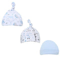 babymutsjes Dino jongens katoen blauw/wit 3 stuks