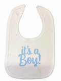 slabber It's a boy jongens 33 cm katoen wit/blauw