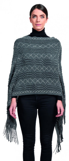 poncho Brianna dames acryl/polyester grijs one-size