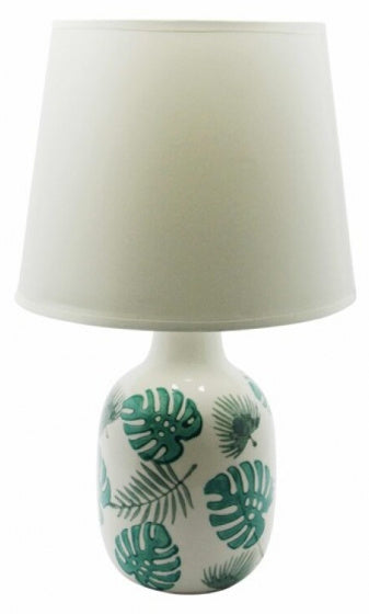 tafellamp Tropical Jungle 42 cm keramiek wit/groen