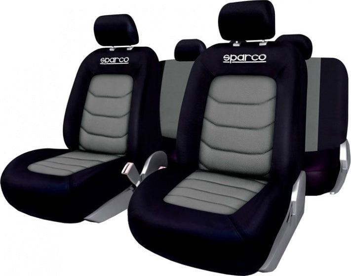 Sparco stoelhoezenset zwart grijs (11-delig) (ook geschikt voor side-airbags)