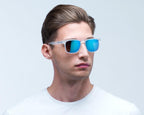zonnebril Leap vierkant transparant/blauw