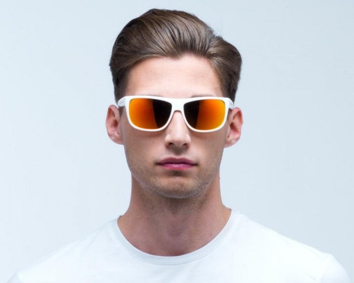 zonnebril Loom rechthoekig wit/oranje