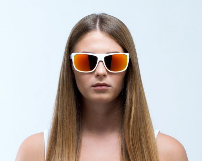 zonnebril Loom rechthoekig wit/oranje