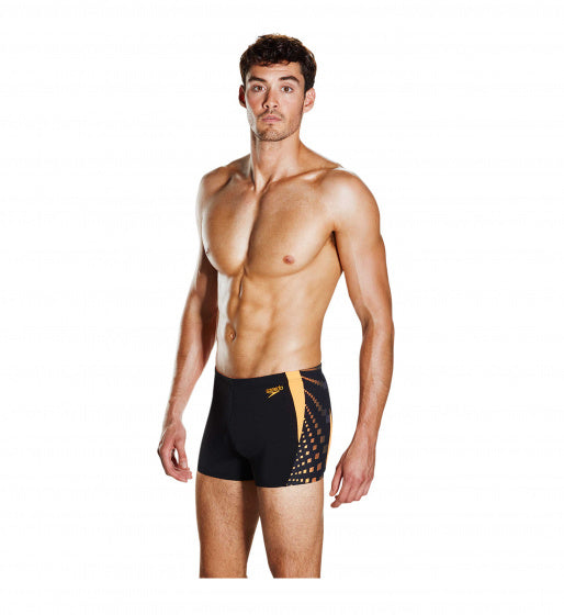 aquashort polyester heren zwart/oranje maat 30