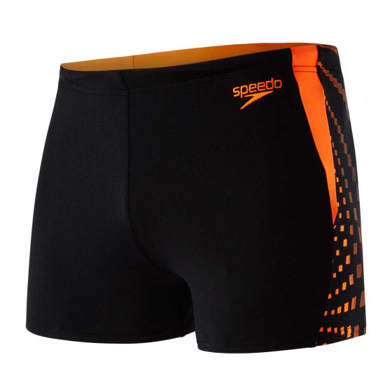 aquashort polyester heren zwart/oranje maat 30