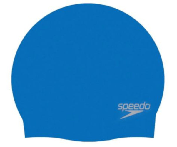 Speedo plain moulded silicone cap badmuts - blauw