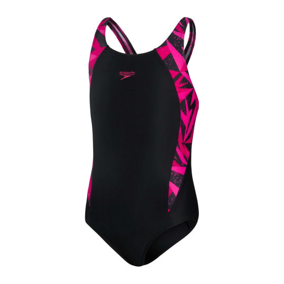 Speedo Hyper boom badpak meisjes zwart/roze maat 140