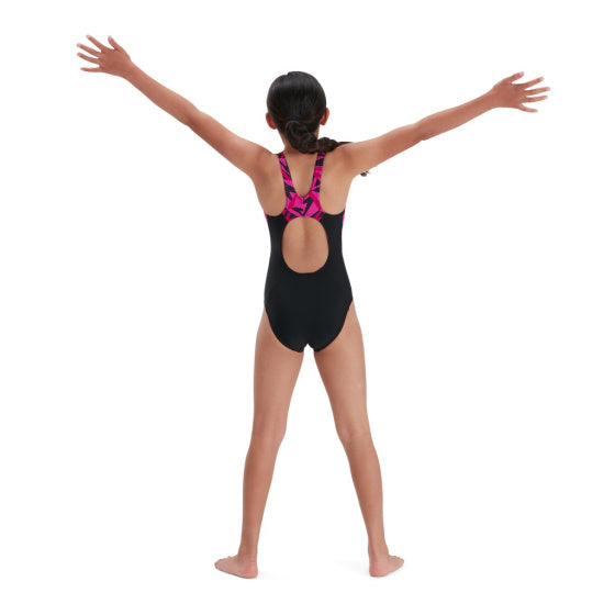 Speedo Hyper boom badpak meisjes zwart/roze maat 140