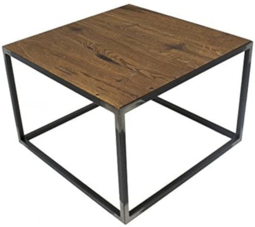 bijzettafel 60 x 60 x 35 cm staal/hout zwart/bruin