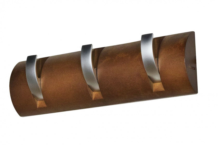 kapstok Milano 30 x 8 cm hout bruin/zilver