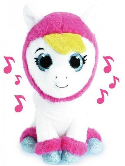 knuffel K3 Alpaca met muziek 20 cm wit/roze