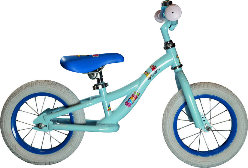 bumba loopfiets met vlag bel 12 inch junior lichtblauw