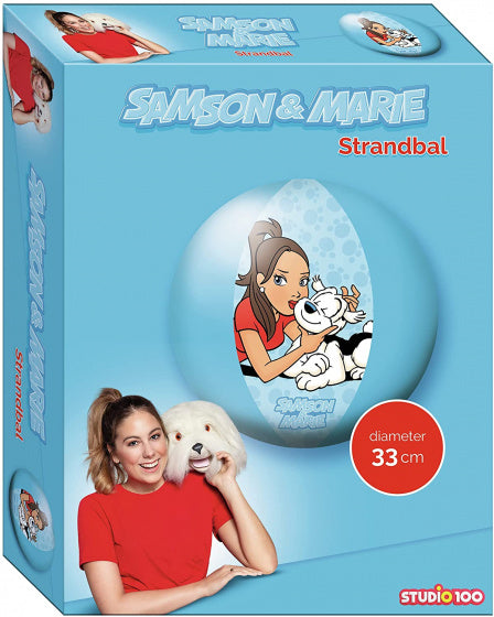 strandbal Samson Marie junior 33 cm vinyl blauw