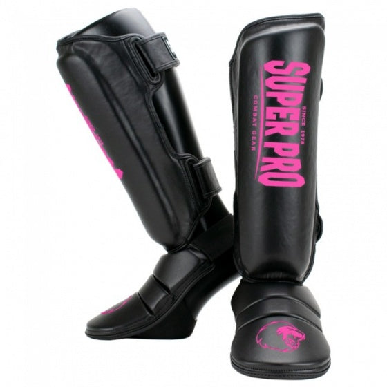 scheenbeschermers vechtsport zwart/roze maat XS