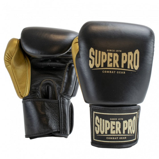 (thai)bokshandschoenen Enforcer leer zwart/goud 14oz