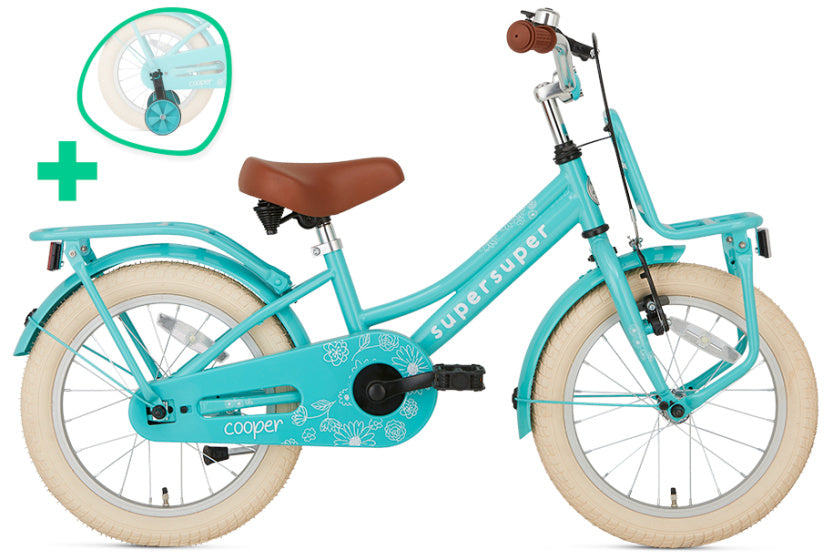 Supersuper Meisjesfiets cooper 16 staal turquoise