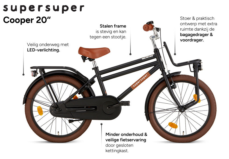 Supersuper Jongensfiets cooper 20 staal zwart