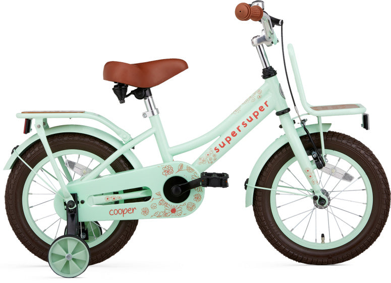 Supersuper Meisjesfiets cooper bamboo 14 staal pistache