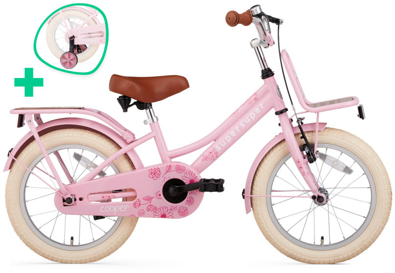 Supersuper Meisjesfiets cooper bamboo 16 staal roze