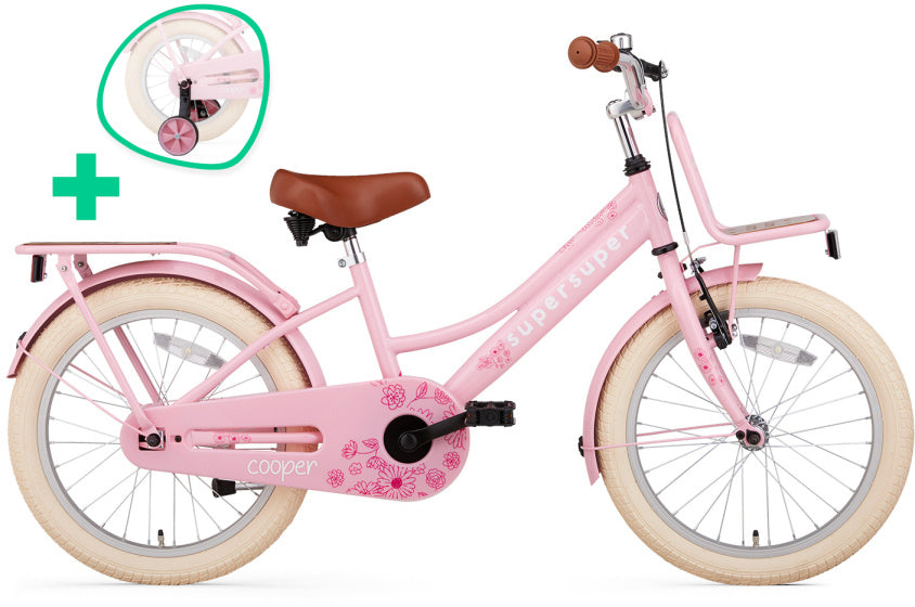 Supersuper Meisjesfiets cooper bamboo 18 staal roze