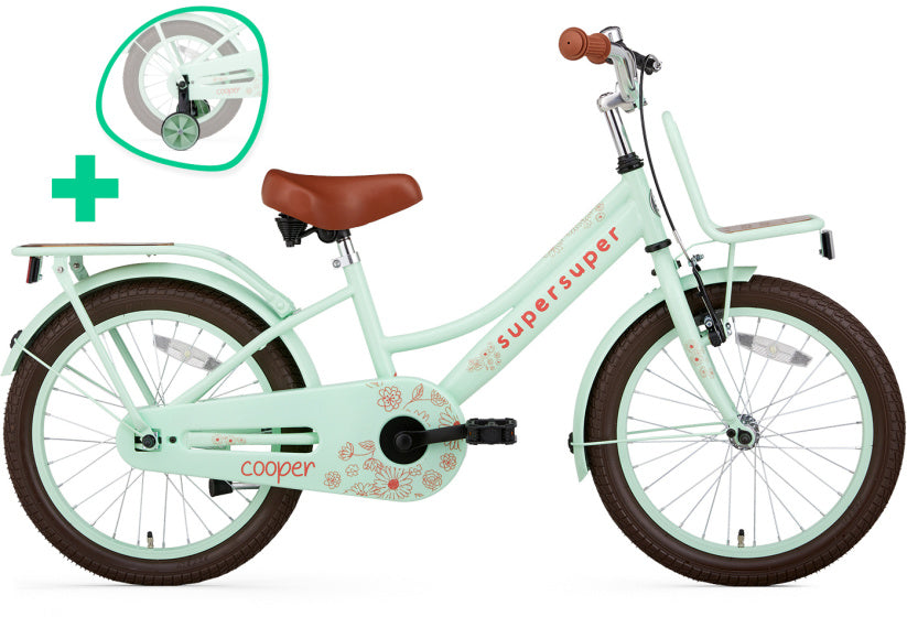 Supersuper Meisjesfiets cooper bamboo 18 staal pistache