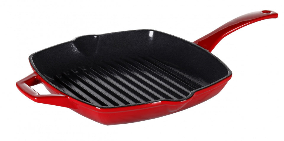 grillpan 26 cm gietijzer rood