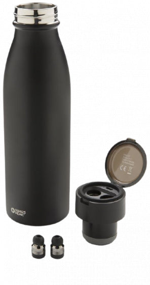 drinkfles met oordopjes staal 580 ml zwart 3-delig