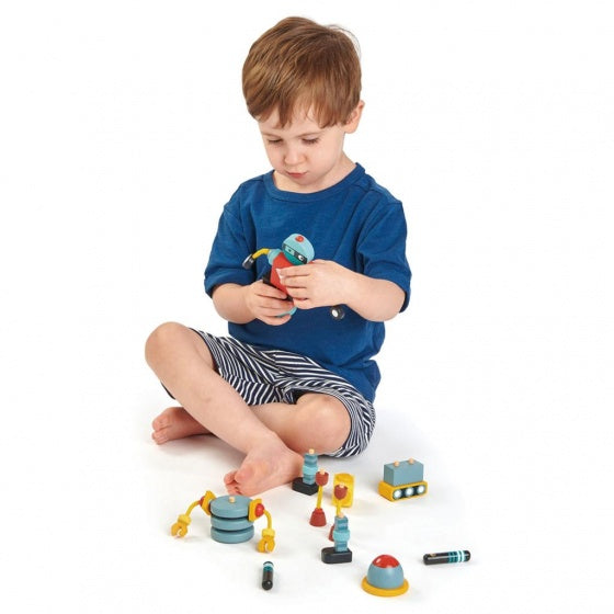 stapelspel robot junior hout 17-delig