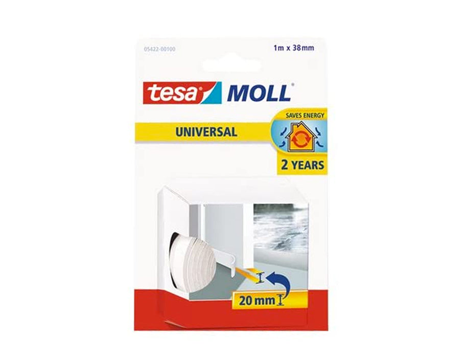 tesa tochtband - binnendeur - 1m x 38mm op rol - wit