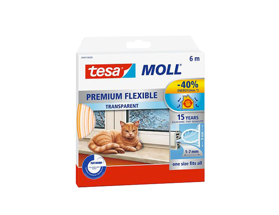 tesa tochtband - o profiel - 6m x 1-7mm - transparant