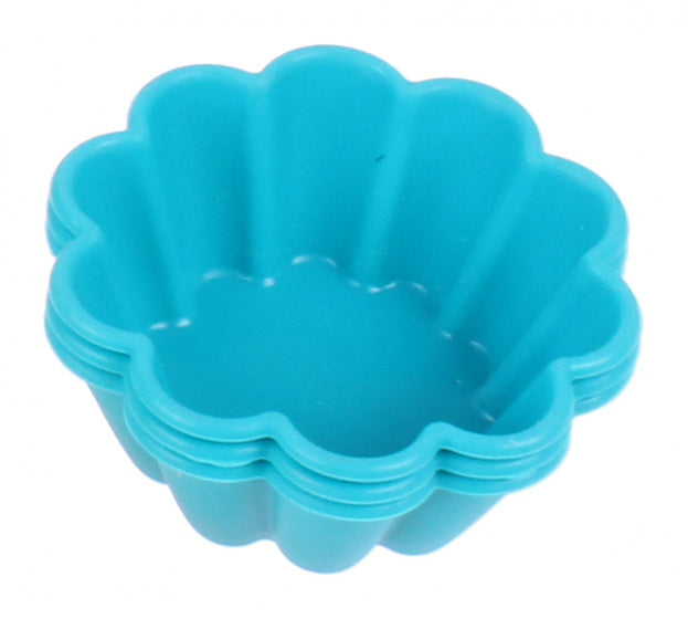bakvorm bloem 6,7 x 7,5 cm siliconen blauw 3 stuks