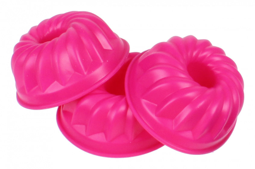 bakvorm donut 6,7 x 7,5 cm siliconen fuchsia 3 stuks
