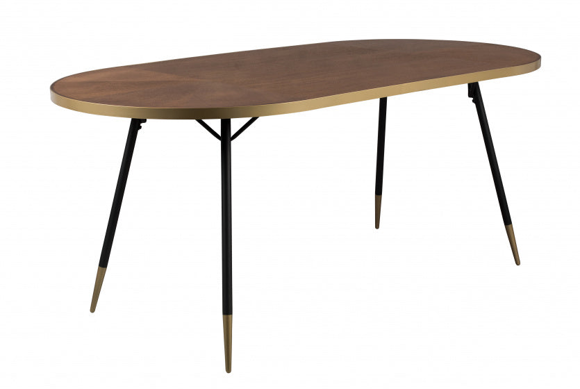 eettafel Denise 180 x 75 cm staal bruin/goud