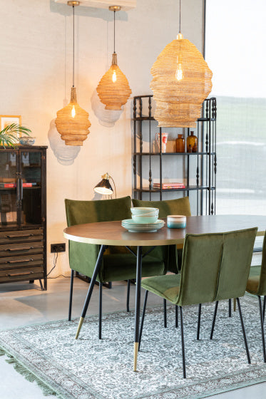 eettafel Denise 180 x 75 cm staal bruin/goud