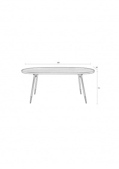 eettafel Denise 180 x 75 cm staal bruin/goud