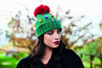 gebreide muts dames one-size acryl groen/rood