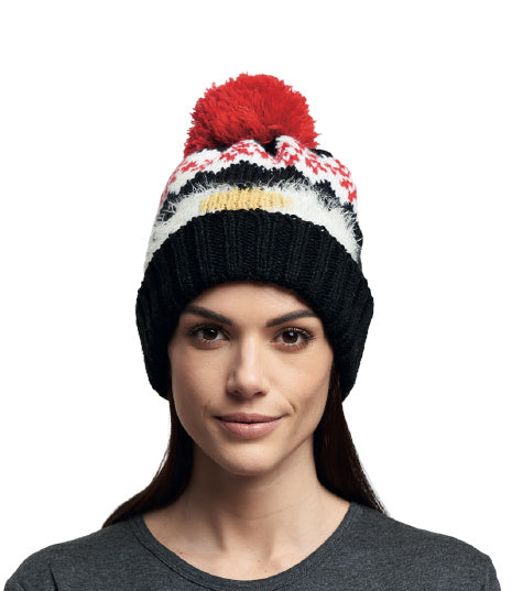 gebreide muts pinguïn dames one-size acryl zwart/wit