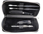 manicureset imitatieleer/RVS zwart/zilver 6-delig