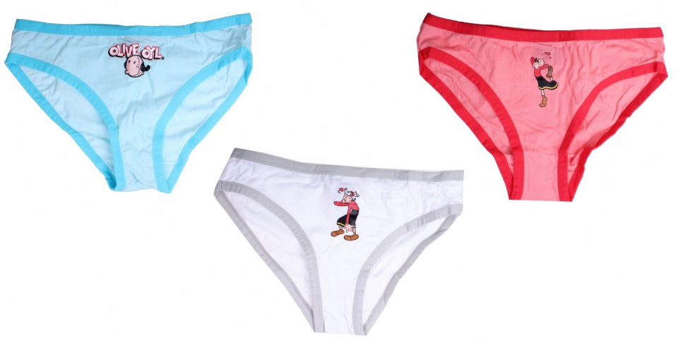 onderbroekenset Olive Oyl dames roze/blauw/wit mt L