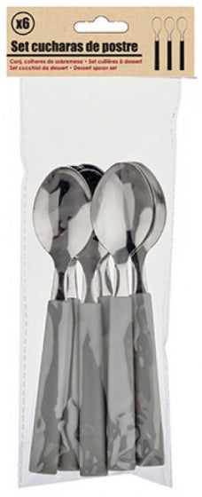 theelepel 15 cm RVS donkergrijs/zilver 6 stuks