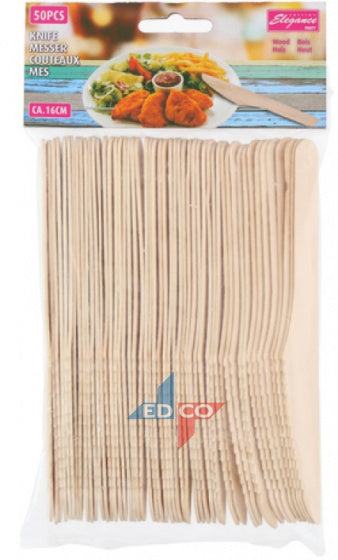 Basic houten wegwerpmessen 16 cm 50 stuks