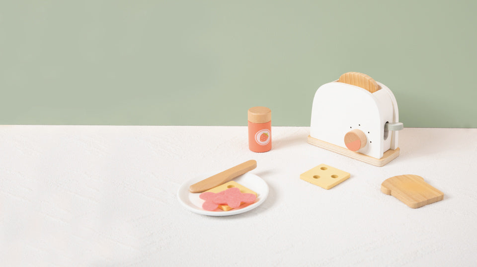 tooky toy houten broodrooster met accessoires 9-delig