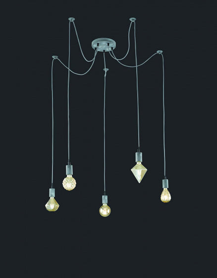 hanglamp Koord 150 cm 5 x E27 staal 60W grijs