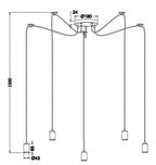 hanglamp Koord 150 cm 5 x E27 staal 60W grijs
