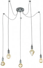 hanglamp Koord 150 cm 5 x E27 staal 60W grijs