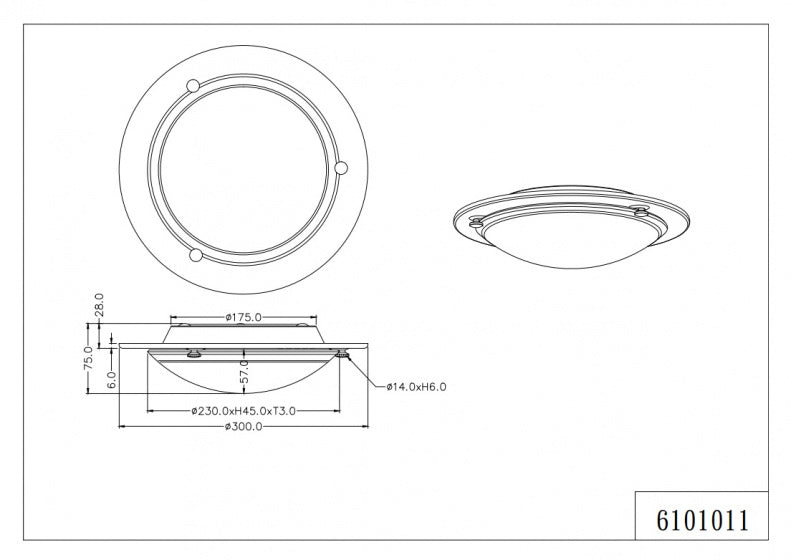 plafondlamp Primo 30 cm staal/glas wit/transparant
