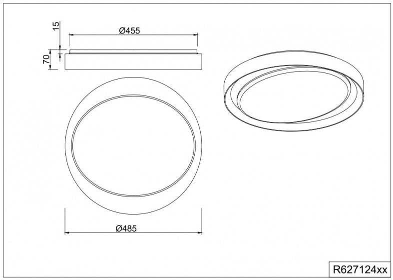plafonnière Zeta led 2000 lumen 48,5 x 7 cm wit
