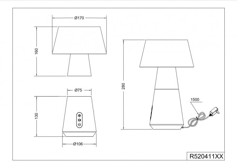 tafellamp DJ led 28 cm 4W 600 lumen 2700/4500/6500K wit